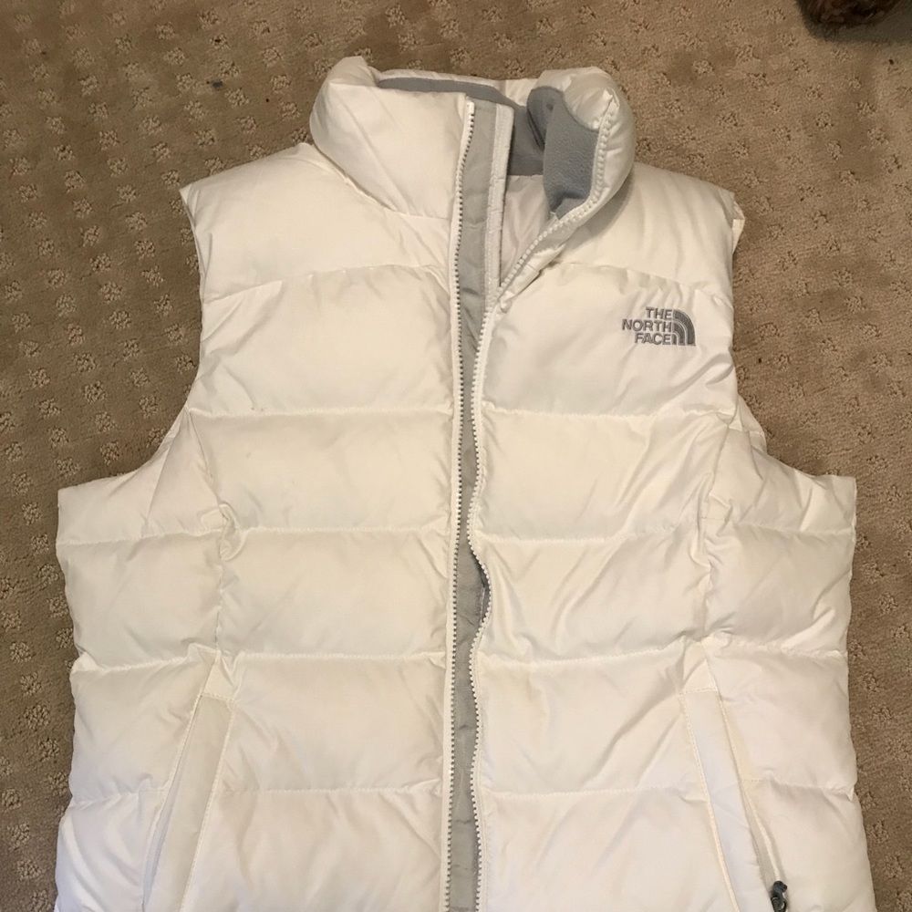 White North Face Puffy Vest